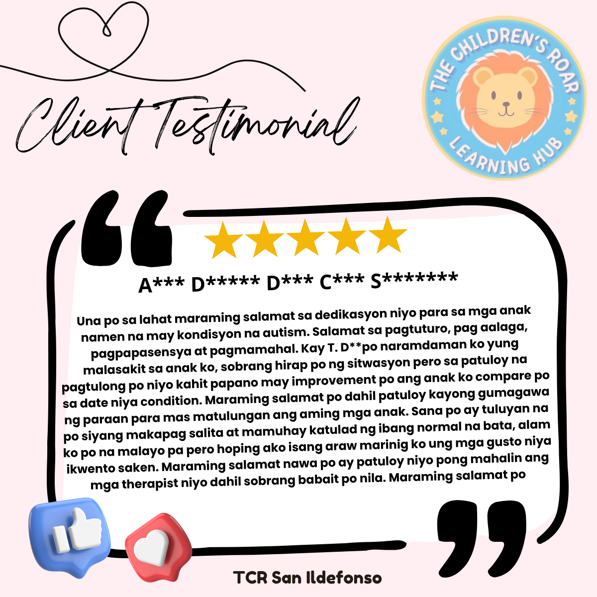 Parent feedback for The Children's Roar - San Ildefonso 2